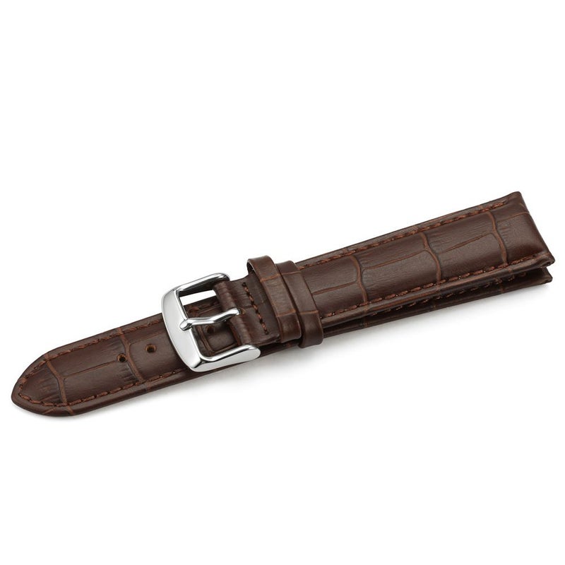 iStrap Leather Watch band Alligator Grain Calfskin Replacement Strap Stainless Steel Buckle Bracelet for Men Women-18mm 19mm 20mm 21mm 22mm 24mm-Black Brown - Image 5